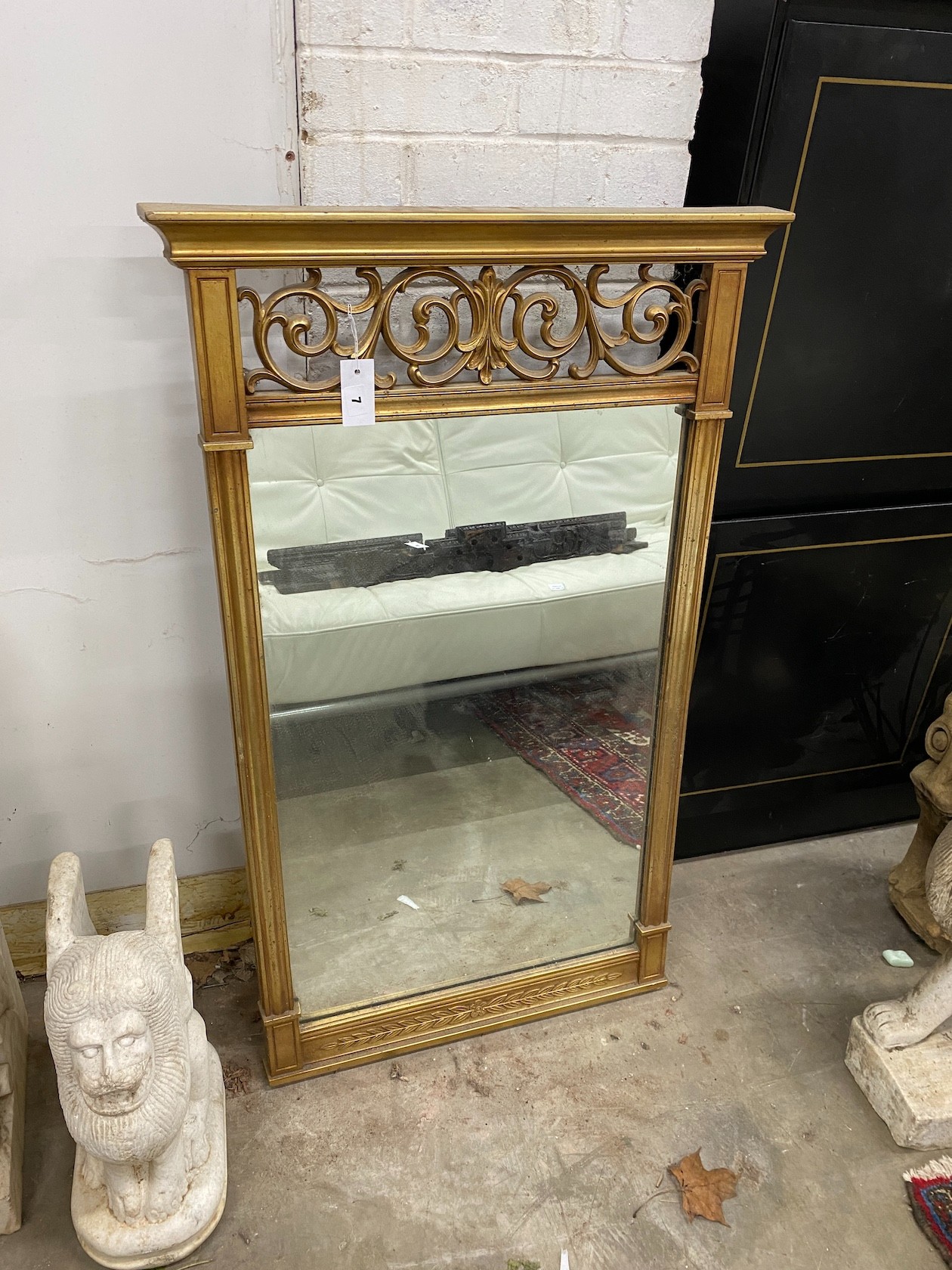 A Victorian style rectangular composition wall mirror, width 68cm, height 110cm